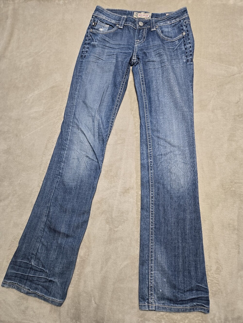 Mek Denim Jeans Azores Straight Fits Womens Size 30x34 Distressed